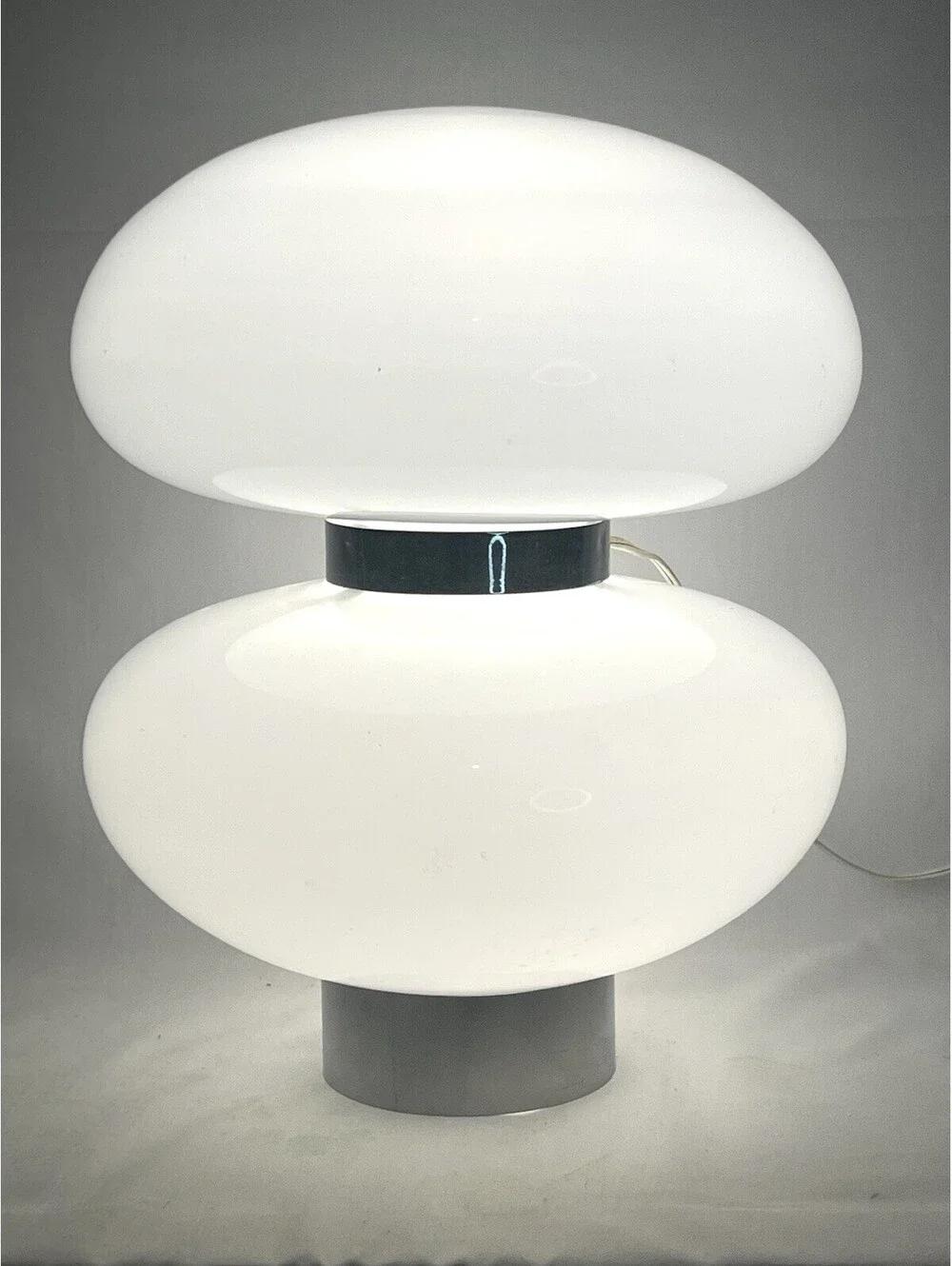 Bill Curry Design Line Mod White Chrome Double Globe Lamp 1970s RARE 15